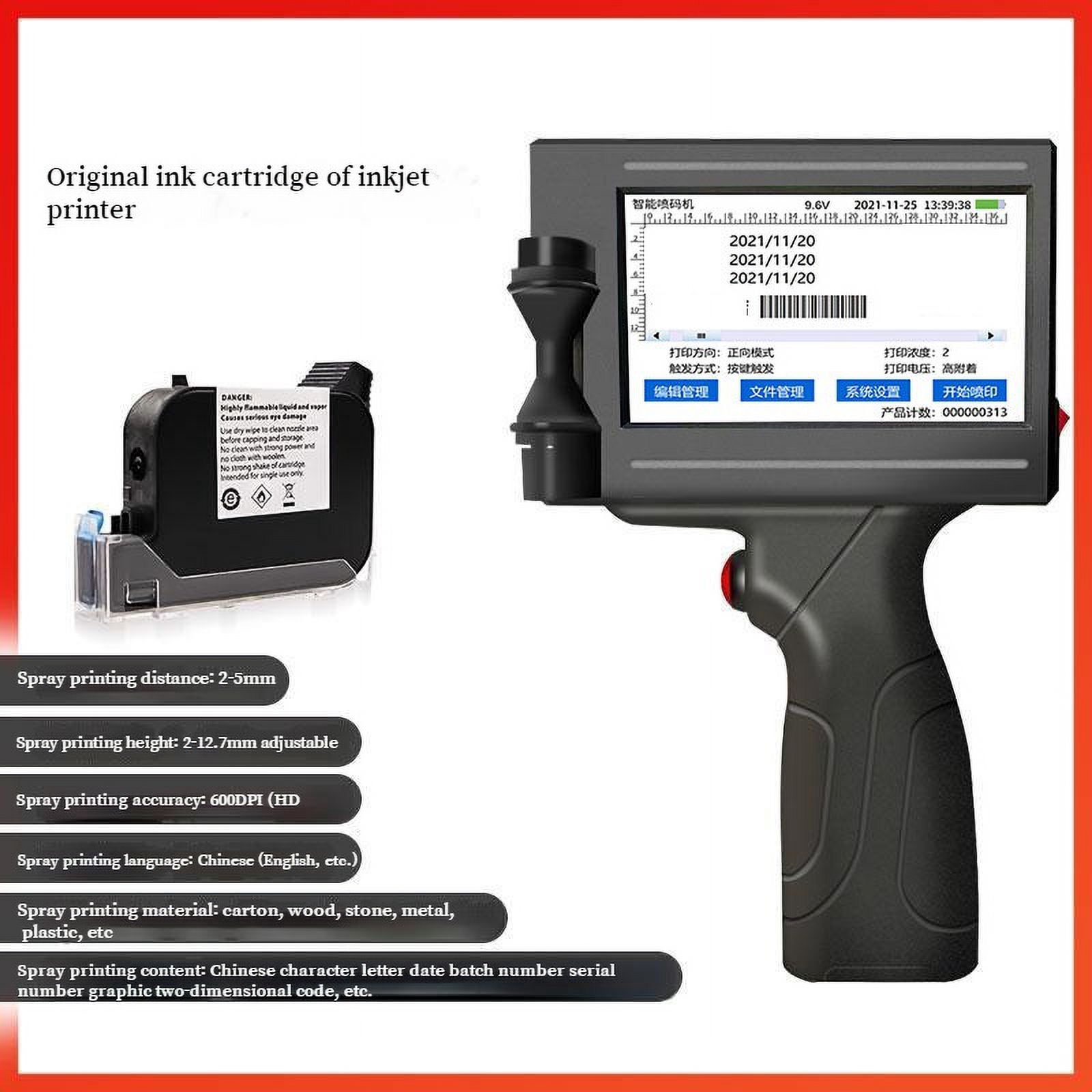 Smart Handheld Inkjet Printer Small Automatic Label Packaging Bag QR Code Barcode Portable Inkjet Printer ,Crisp, Vibrant Prints