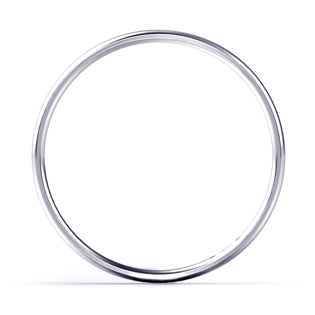 Sz 7.0 Solid 10K White Gold 2MM Round Dome Comfort Fit Wedding Band Ring