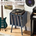 thumbnail image 3 of LEYAOYAO Record Player Table with Vinyl Storage, 4 Cabinet Up to 100 Albums, Turntable Stand with Wood Legs for Living Room, Blue, 3 of 7
