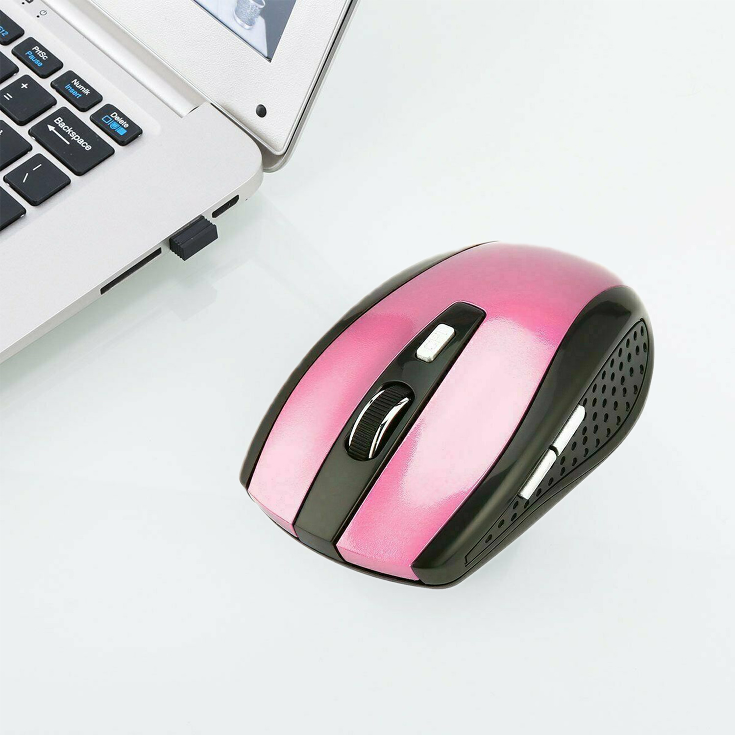2Pcs Wireless Optical Pink Mouse Mice & USB Receiver For PC Laptop Computer DPI Black - image 2 of 7