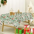 thumbnail image 4 of Christmas Tablecloth Rectangle Holly Berry with Leaves Fabric Table Cloth Xmas Washable Table Cover for Picnic Dining Table Decor, 60 x 102 Inch, 4 of 7