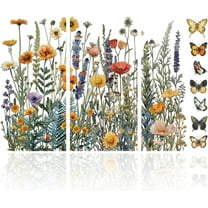 3Pcs Wildflowers Furniture Transfer 6x12inch Butterflies and Flowers Rub on Transfer Self-Adhesive Wall Art Decals for Bedroom Living Room Desk Table Decoration DIY