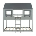 thumbnail image 4 of Gray Twin Over Twin Wood Bunk Bed with Roof, Window, Guardrail, Ladder, 4 of 8