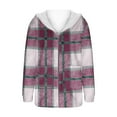 thumbnail image 4 of Flannel Jackets for Women Trendy - Fleece Sherpa Lined Button Down Plaid Shacket Long Sleeve Hooded Jackets Fall Winter Coat, 4 of 4