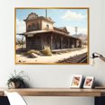 thumbnail image 1 of Designart Landscape Wrapped Gold framed wall art, Scenic View of a Wild West Train Station I , Landscape Cottage Large framed wall art decor, Brown Traditional Gold framed wall art, Gold Frame, 1 of 5