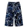 thumbnail image 5 of JoveMarine Men's Camo Drawstring Cargo Shorts - Plaid Work Shorts with Pockets, Knee-Length Loose Fit for Outdoor Daily,Blue 3XL, 5 of 6