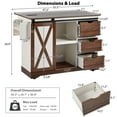 thumbnail image 2 of Fiorune Farmhouse Kitchen Island on Wheels with Barn Door, Kitchen Storage Island with with Drop Leaf and Power Outlet, Rolling Kitchen Cart with Spice Rack for Kitchen, White, 2 of 20