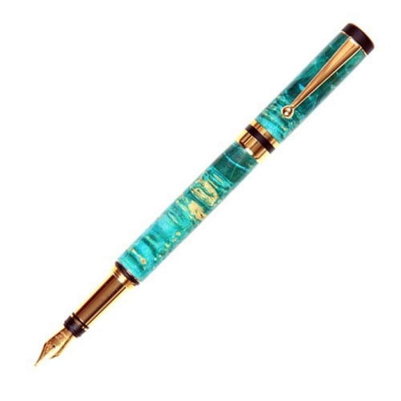 Elite Fountain Pen - 24kt Gold - Turquoise Box Elder
