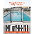 thumbnail image 6 of VEVOR Pool Fence Gate, 4 x 2.5 ft Inground Swimming Pool Fences Gate, Outdoor Security Fencing Door Kit with Metal Latch and Stopper, 352 gsm Teslin PVC Mesh, Square Tube, Easy Installation, Black, 6 of 9