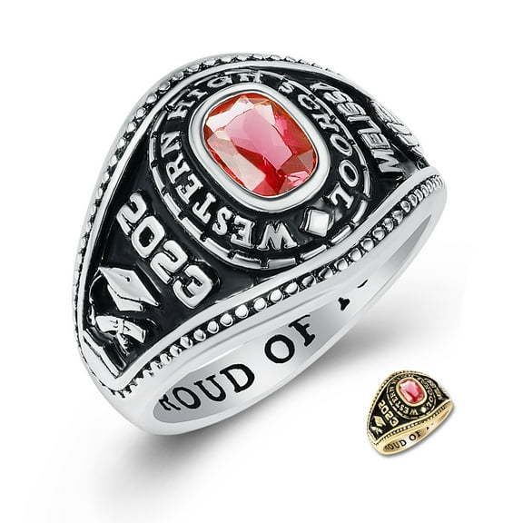 Mementos PJM Customized Women's Class Rings 10kt White Gold for High School or College Graduation