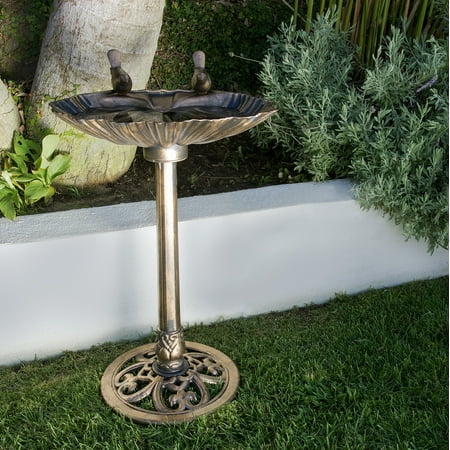 Alpine Corporation 32-inch Plastic Bird Bath  Bronze