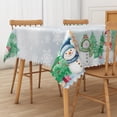 thumbnail image 3 of Nanqianyi Winter Snowflake Christmas Tablecloth 60x120 Inches, Green Christmas Trees Snowman White Washable Polyester Table Cloth for Kitchen Dining, 3 of 11