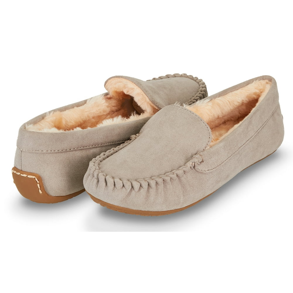 Floopi Floopi Womens Indoor/Outdoor Faux Fur Lined Basic Moccasins