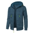 thumbnail image 2 of Fengqque Mens Fashion Casual Hoodies Full Zip Cardigan Casual Regular Long Sleeved Fit Hooded Jacket Blue XL(XL), 2 of 7