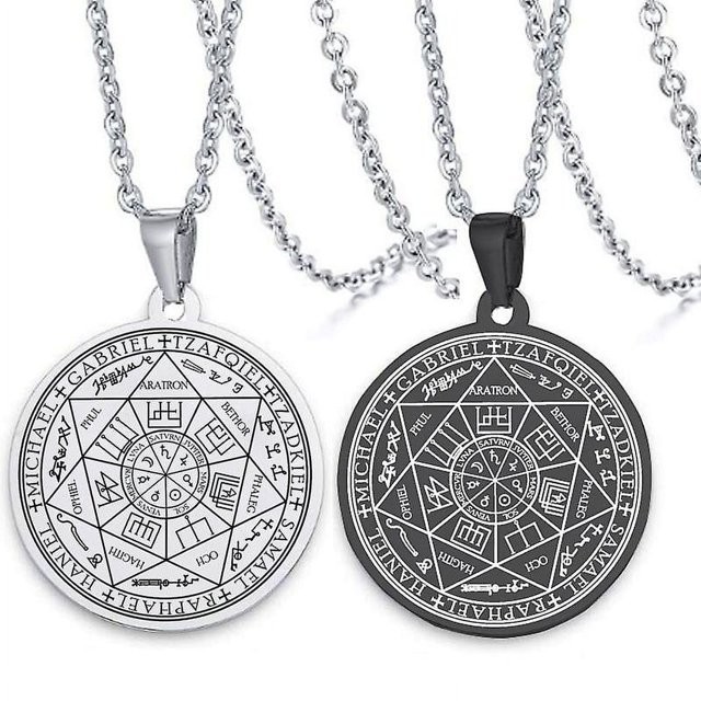 Colgante de ángel Colgante de 7 ángeles Colgante de Salomón Sello Cuadrangular Collar de sigilo de ángel para hombre Sev para hombre