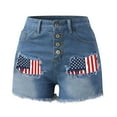 thumbnail image 5 of Charmgo Womens Shorts Clearance, Women's Ripped American Flag Printed Denim Shorts High Waisted Frayed Hem Casual Jeans Shorts Biker Shorts Women Jean Shorts Women Blue XL, 5 of 9