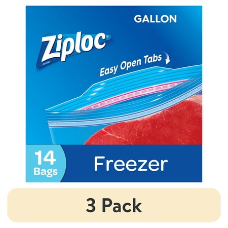 (3 pack) Ziploc Freezer Bags, Gallon, 14 count