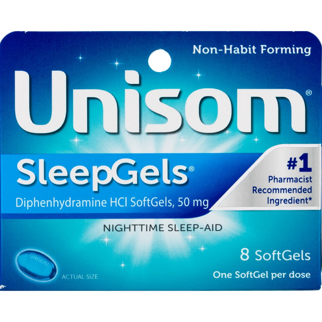 Unisom SleepGels SoftGels (8 Ct), SleepAid, Diphenhydramine HCI