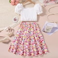thumbnail image 4 of RYDCOT Two Piece Skirt Sets for Little Girls Clothes Summer Outfits Short Sleeve Tops Round Neck Tops Floral Ruffle Skirt Set for Girls 6-14 T Flash Deal White, 4 of 9