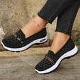 thumbnail image 3 of Women's Woven Slip On Sneakers Non Slip Knit Orthopedic Shoes Breathable Low Top Wide Width Walking Loafers Black Size 7, 3 of 5