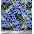 thumbnail image 1 of Soimoi Satin Silk Fabric Leopard Skin,Monstera & Palm Leaves Tropical Print Sewing Fabric Yard 42 Inch Wide, 1 of 1