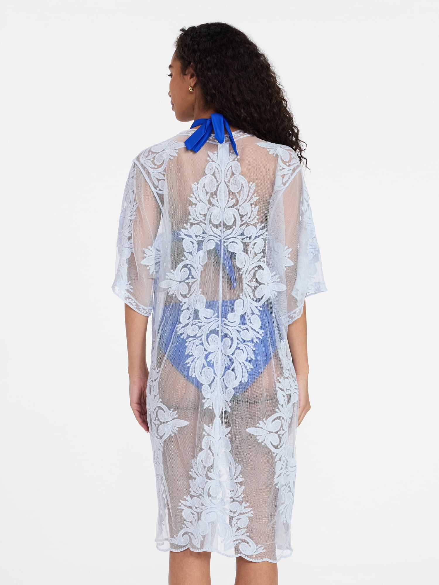 Time and Tru Women's Lace Coverup, Sizes XXL/XXXL, Blue Drop