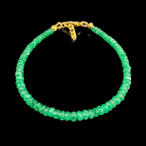 Natural Zambian Emerald Faceted Green Beads Bracelet 6 Inch