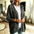thumbnail image 5 of Dweltoz Leopard Print Cardigan Sweaters for Women Open Front V Neck Knitted Cardigan Long Sleeve Button Down Fall Sweater Outerwear Y2k Oversized Cozy Sweater 2026, 5 of 5