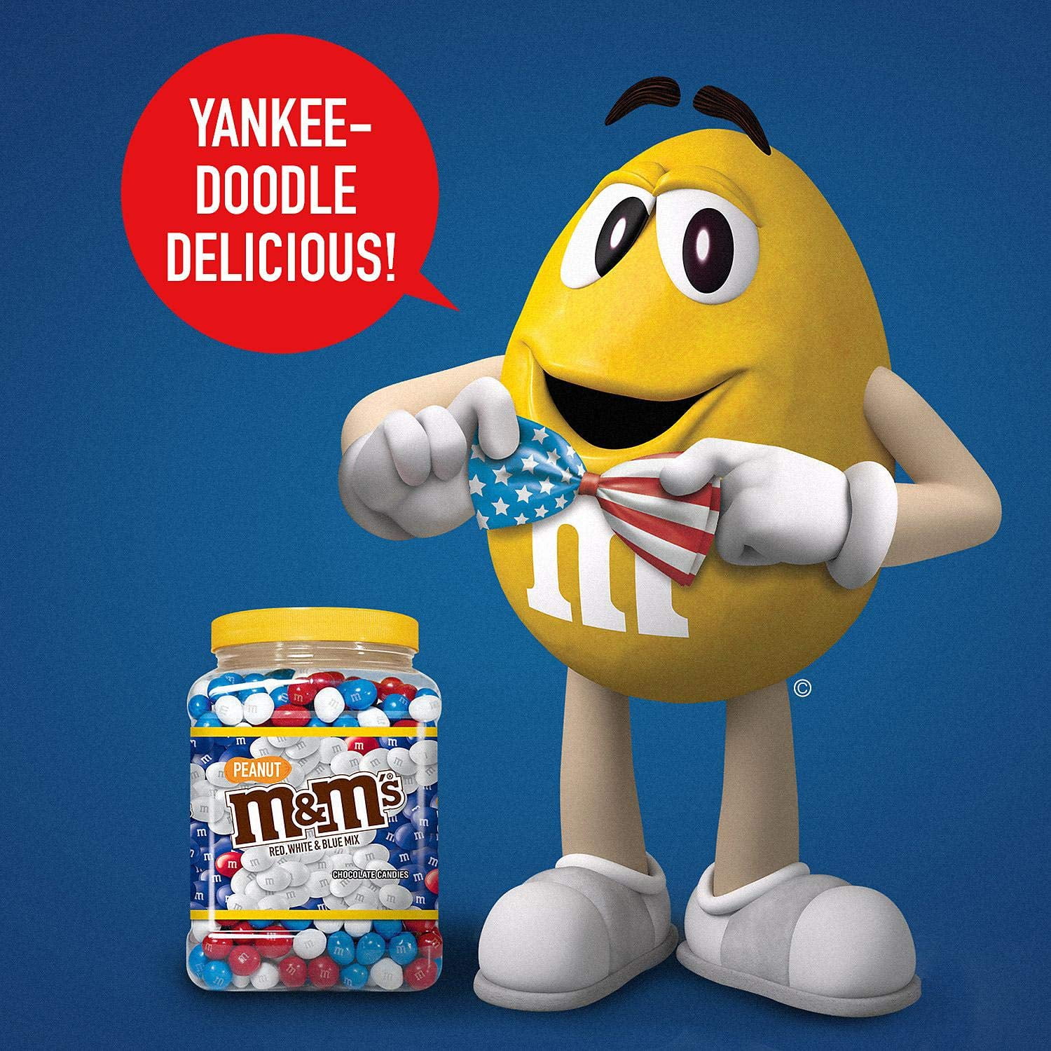 M&M'S Red, White & Blue Patriotic Peanut Chocolate Candy Limited Edition Jar (62 oz.)