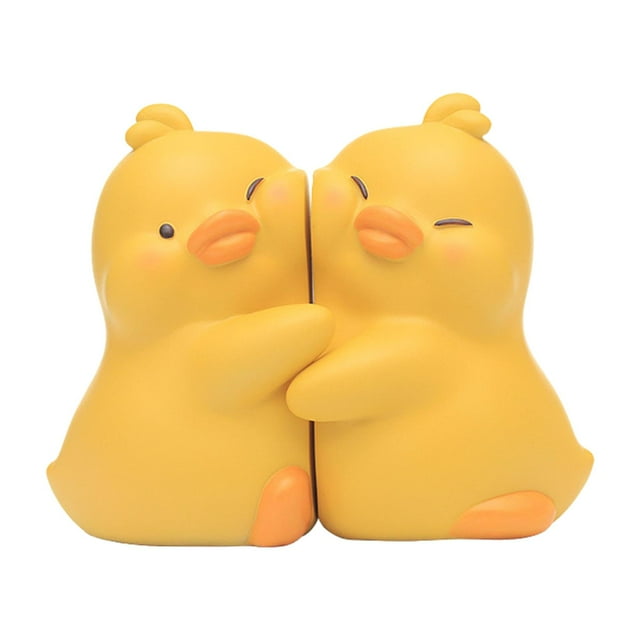 Sujetalibros de animales de dibujos animados, soporte para libros, decoración de escritorio, organizador de estantería, regalo para amantes de los lib amarillo