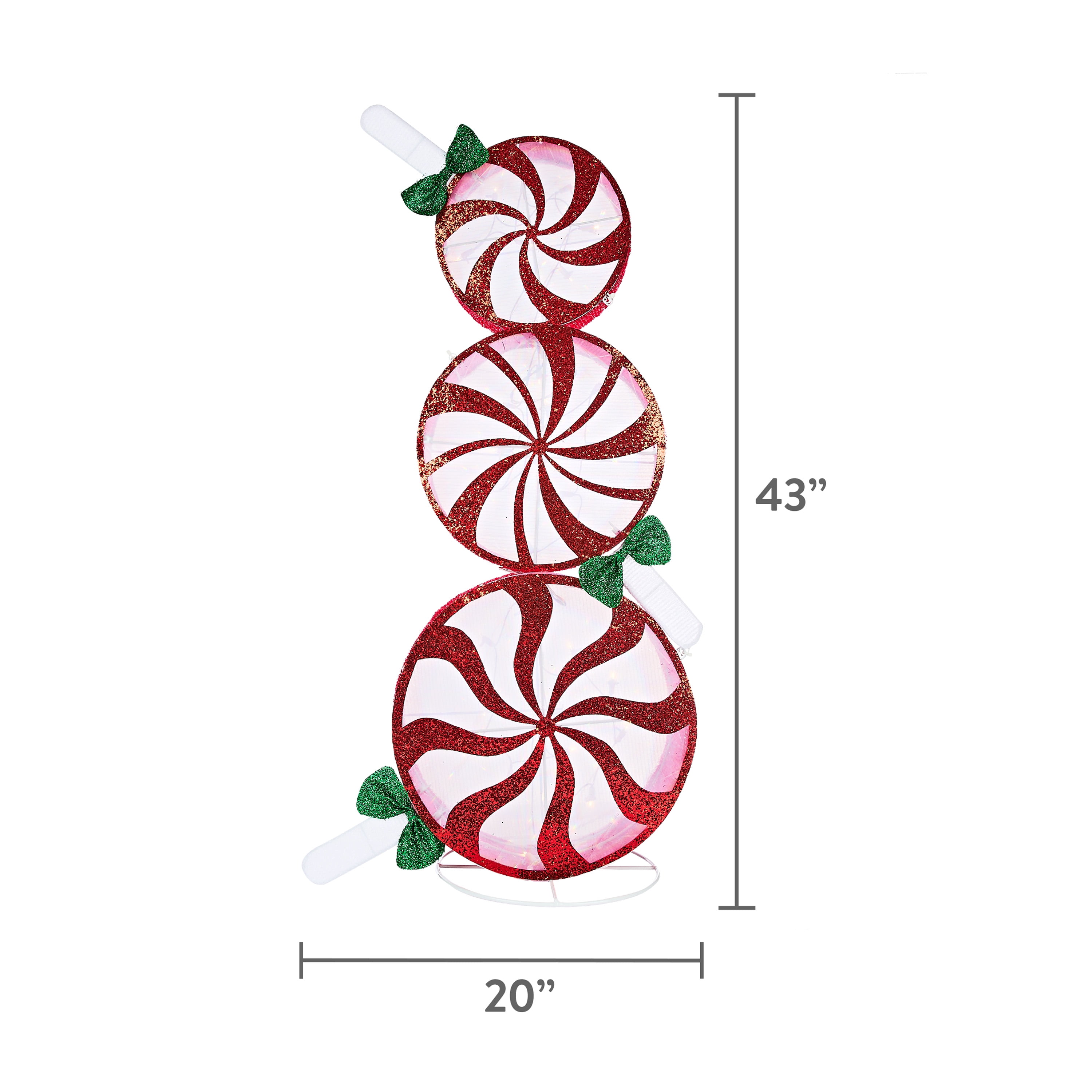 (2 pack) Light-Up Peppermint Lollipop Stack, 43 in, by Holiday Time