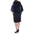 thumbnail image 4 of SLNY Womens Black 3/4 Sleeve Keyhole Knee Length Sheath Evening Dress Size: 4, 4 of 4