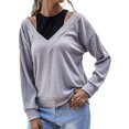 thumbnail image 3 of Pull-over en Tricot Uni à Manches Longues pour Femmes, 3 of 7