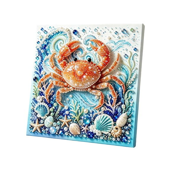 Pearl Art DIY Kit, Ocean Animal Diamond Painting Craft Set for Adults Beginners, Handmade Gem Dot Beaded Picture, Marine Life Wall Decor Activity Supplies,F