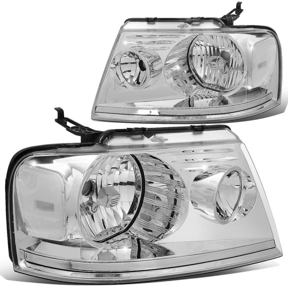 DNA Motoring For 2004-2008 Ford F150 06-08 Lincoln Mark LT All Chrome Clear Headlight Pair
