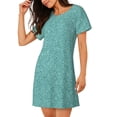 thumbnail image 2 of Fotbe Chemise de Nuit en Coton pour Femmes Motif Paillettes Vert Sarcelle Manches Courtes Décontractée Imprimée, 2 of 6