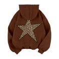 thumbnail image 4 of FASHOFT Womens Cheetah Leopard Star Hoodies Graphic Print Y2k Oversized Hooded Sweatshirt Pullover Tops Brown S, 4 of 4