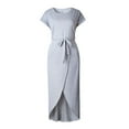 thumbnail image 5 of B91xZ Robe Grande Taille pour Femmes Robe Décontractée Ample Robe Longue Manches Courtes Fendue Maxi Robes, Gris m, 5 of 5
