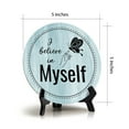 thumbnail image 4 of I Believe In Myself Light Blue Wood Color Circle Table Sign (5" X 5"), 4 of 4