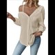 thumbnail image 3 of Blusa Asimétrica con Hombros Descubiertos y Larga Abotonada para Mujer, Color Albaricoque XL, 3 of 6