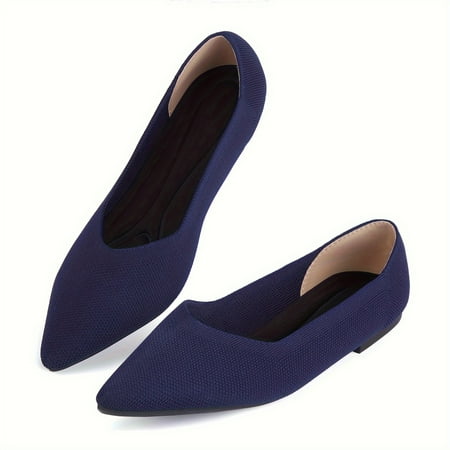 KINODAY Pointed Toe Womens Flat Shoes Knitted Super Soft Comfortable Flat Shoes Ballet Shoes Formal Shoes