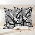 thumbnail image 3 of Grey Geometric Outdoor Waterproof Pillow Covers, Retro Black White Abstract Striped Lines Decorative Square Throw Pillowcase Sofa Cushion Sham for Patio/Couch/Chair, 20"x20" 2 Pack, 3 of 8
