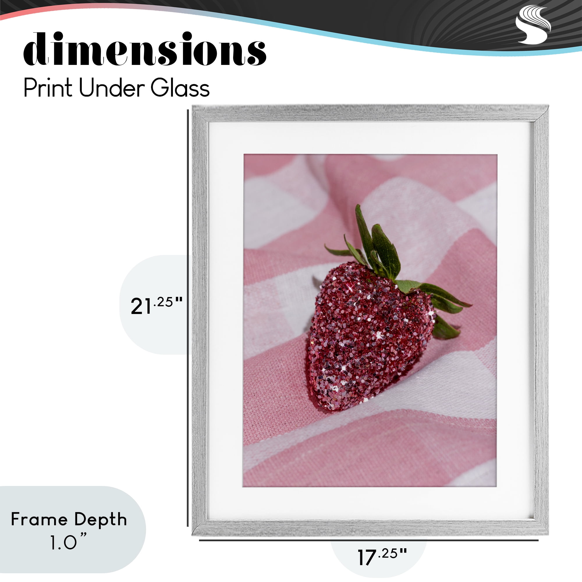 Stupell Industries Glimmer Strawberry on Pink Gray Framed Print Under Glass, design by LISH Creative