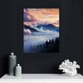 thumbnail image 4 of COMIO  Canvas Wall Art Pink Purple Sky Over Blue Foggy Mountains and Forest Landscape Wilderness Modern Art Contemporary Scenic Colorful Ultra for Living Room, Bedroom, Office, 4 of 4
