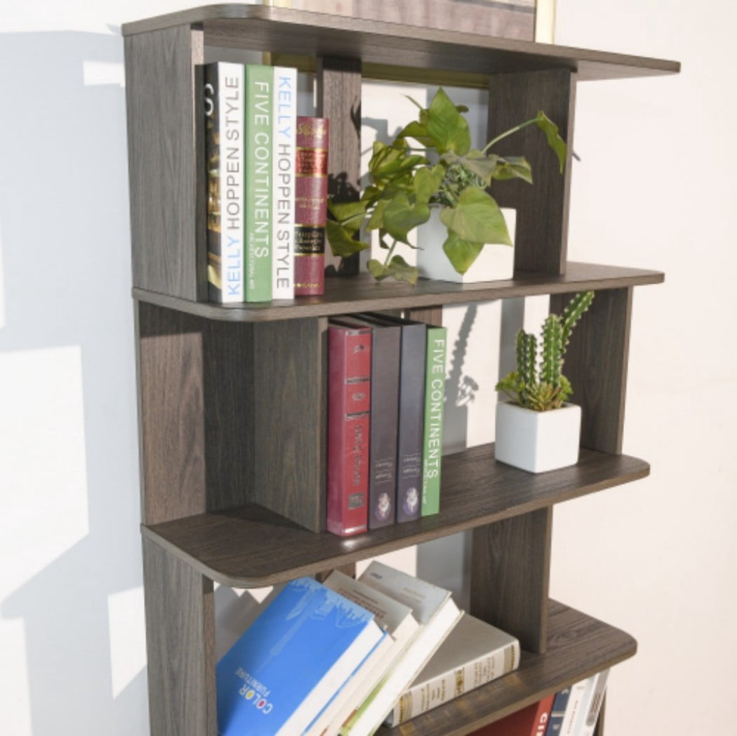 5-Tier Bookshelf, 31.5" Wide Modern Open Bookcase with 30" Shelf Clearance, Free Combination Storage Shelves, MDF Display Rack for Living Room, Bedroom & Home Office, Dark Brown