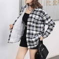 thumbnail image 5 of UVEASISHA Plaid Shacket for Women Fleece Lined Button Down Shirt Jackets Fall Winter Long Sleeve Lapel Blouses Lightweight Trendy Checkered Jacket with Pocket Black XL, 5 of 6