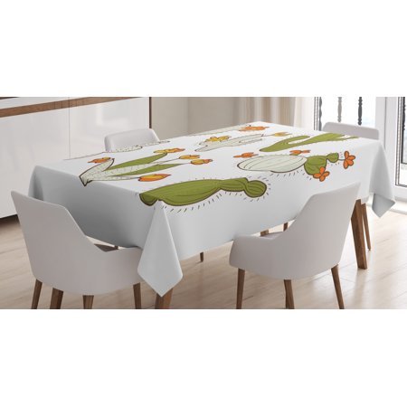 

Cactus Tablecloth Cute Doodle Cacti with Flowers Exotic Western Nature Cartoon Style Succulent Growth Rectangular Table Cover for Dining Room Kitchen 60 X 84 Inches Multicolor by Ambesonne