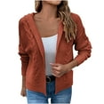 thumbnail image 2 of Patlollav Women Coat Plus Size Soild Long Sleeve Hooded Knit Cardigan Sweater Outwear, 2 of 6