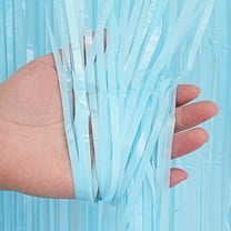 Namzi 3pcs Matte Blue Tinsel Foil Fringe Curtains Party Decoration, Party Door Wall Streamer Photo Back Drop for Birthday Wedding Engagement Bridal Shower Baby Decoration,39.3*78.7in