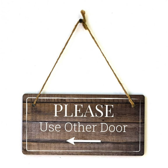 Please Use Other Door ? | Rustic Dark Wood 5 x 10" Hanging Sign